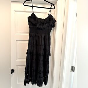 Black Sundress with Lace Tiered Detail